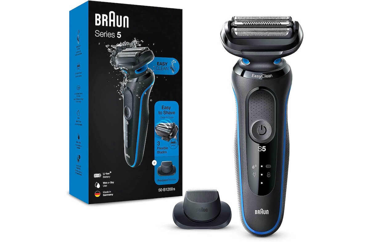 博朗5s系 Braun Series 5s 50-B1200s 电动剃须刀 蓝色 干湿两用 50分钟续航,到手67.99欧,原价129.99欧!特价!