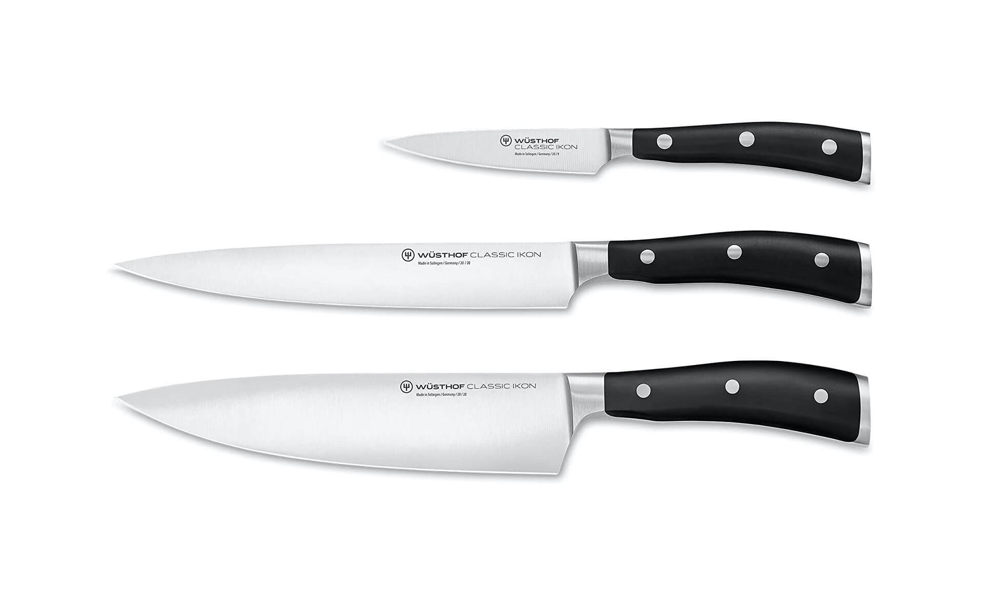 三叉牌 Wüsthof Classic Ikon 刀具3件套 含20cm主厨刀 20cm火腿刀 9cm削皮刀，到手174欧，原价259欧！