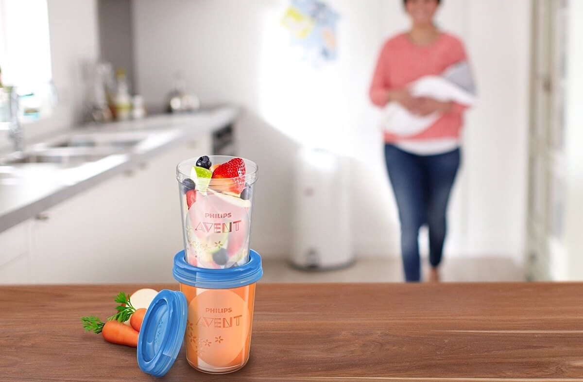 新安怡 Philips Avent SCF639/05 婴儿辅食储存杯+盖子 5支装 240ml容量,到手5.52欧,原价9.99欧!特价!