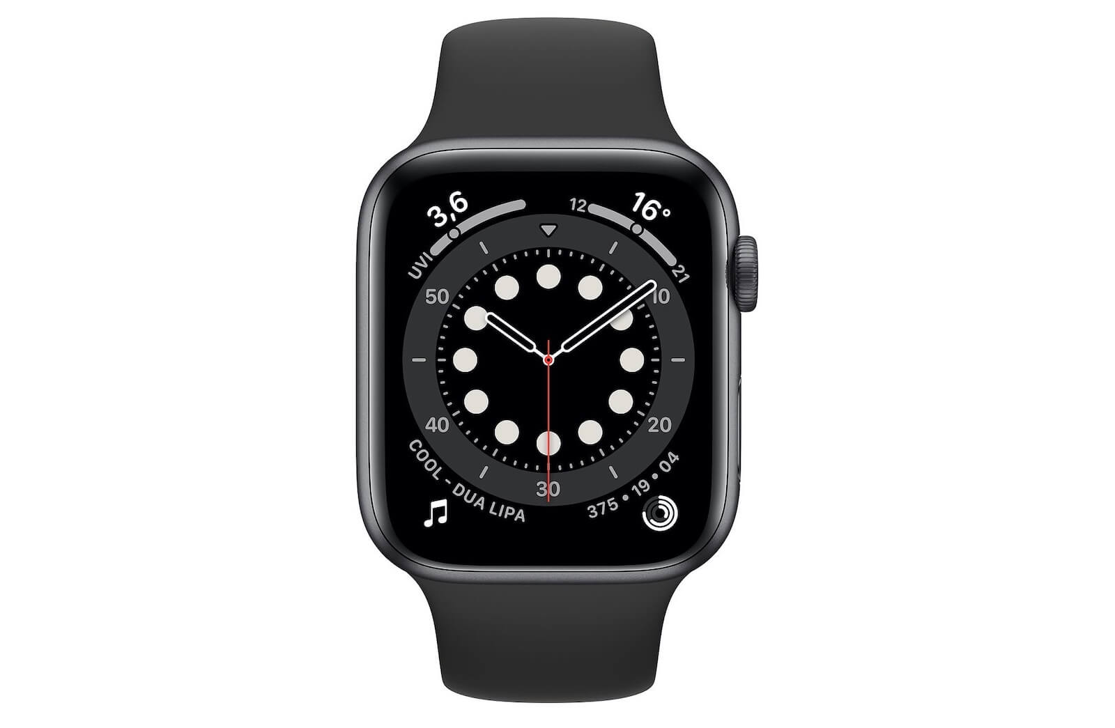 苹果 Apple Watch 第6代 LTE版 44mm 太空灰铝表盘运动表带 带血氧监测 睡眠监测,到手483.75欧,原价544.9欧!特价!