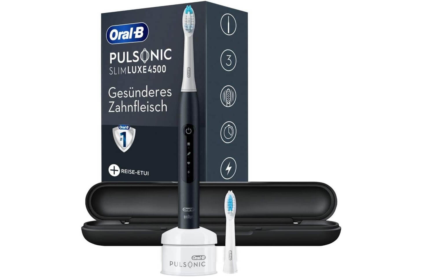Oral-B Pulsonic Slim Luxe 4500 声波电动牙刷 黑色 带旅行收纳盒,到手77.99欧,原价149.99欧!