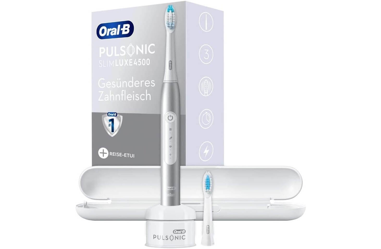 Oral-B Pulsonic Slim Luxe 4500 声波电动牙刷 铂金色 带旅行收纳盒,到手64.99欧,原价139.99欧!