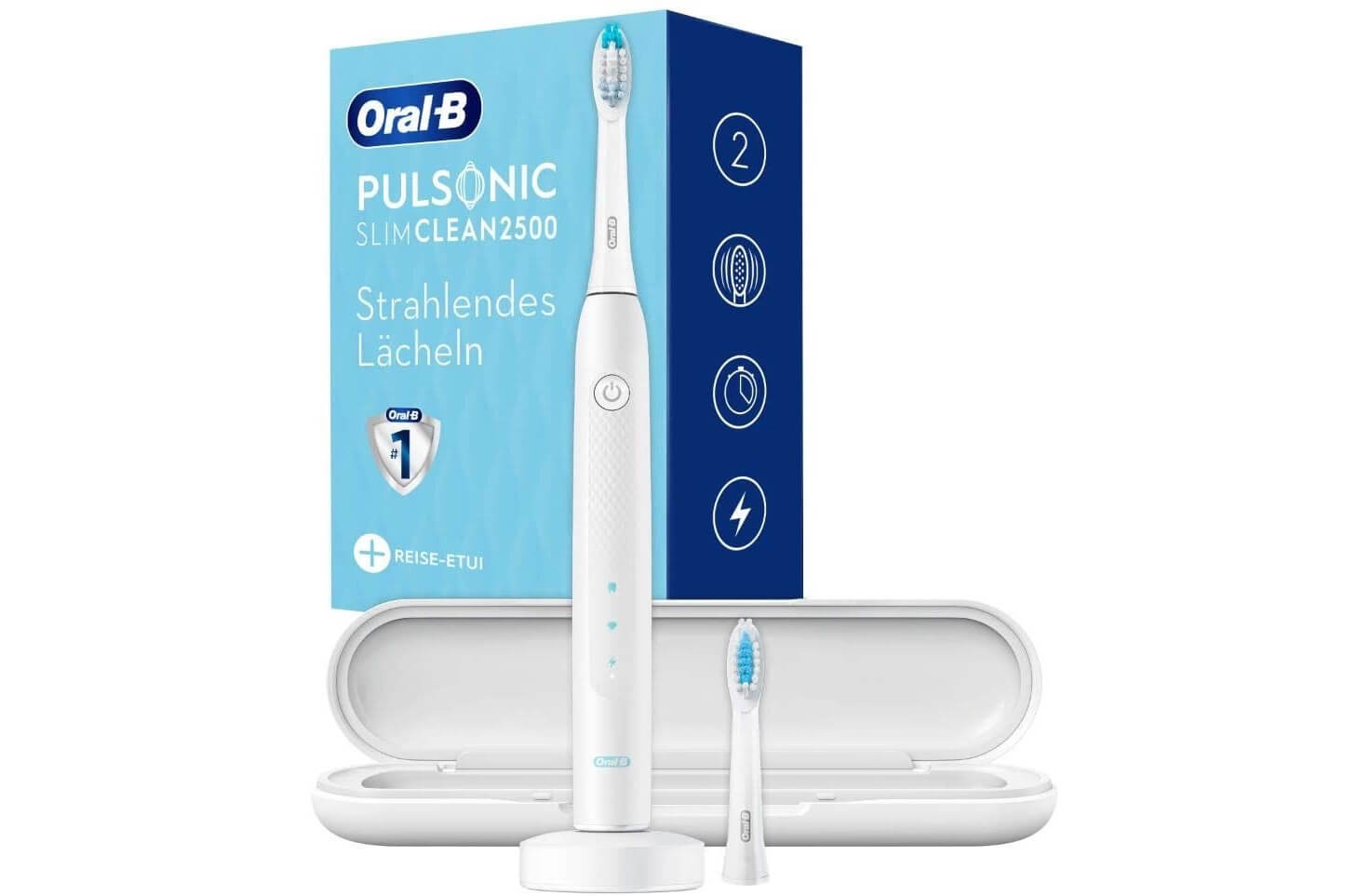 Oral-B Pulsonic Slim Clean 2500 声波电动牙刷 白色 两种清洁模式 带旅行收纳盒,到手51.72欧,原价104.99欧!