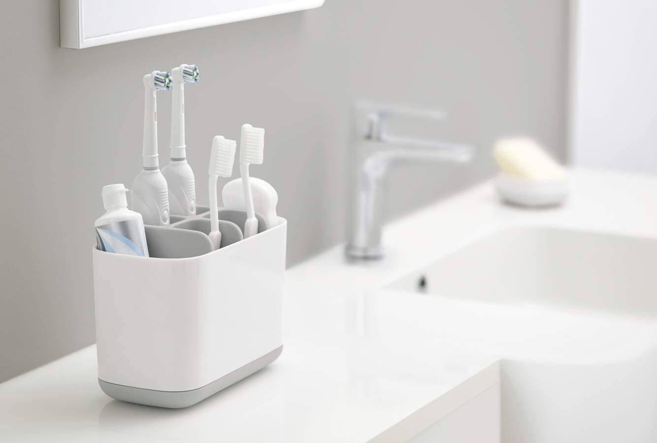 Joseph Joseph Easy-Store 牙刷牙膏收纳架 多分格 大号 白色/灰色，到手14.99欧，原价19.99欧！！