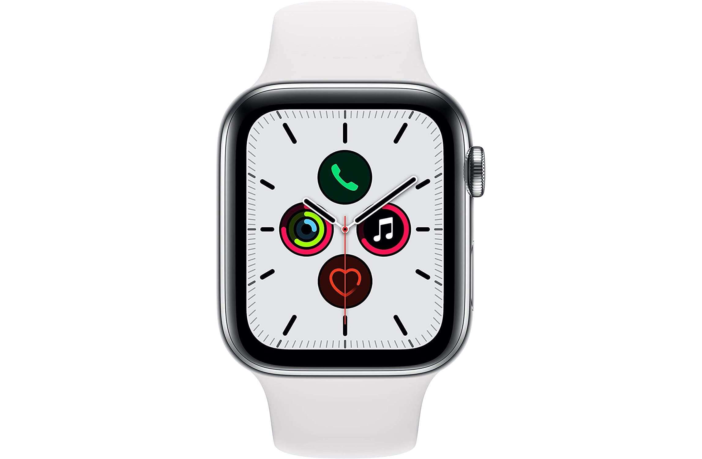 苹果 Apple Watch 第5代 LTE版 44mm 银色不锈钢表盘 白色运动表带,到手527.69欧,原价709欧!特价!