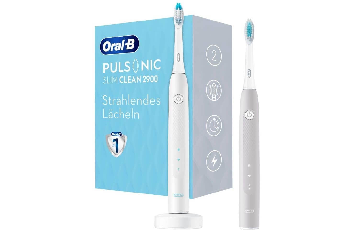 Oral-B Pulsonic Slim Clean 2900 声波电动牙刷 两只装 白色/灰色 两种清洁模式，到手63.71欧，原价149.99欧！