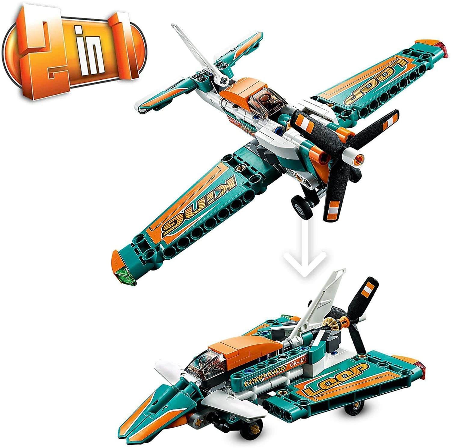 LEGO 42117 Technic Rennflugzeug oder Jetflugzeug 2-in-1 Spielzeug