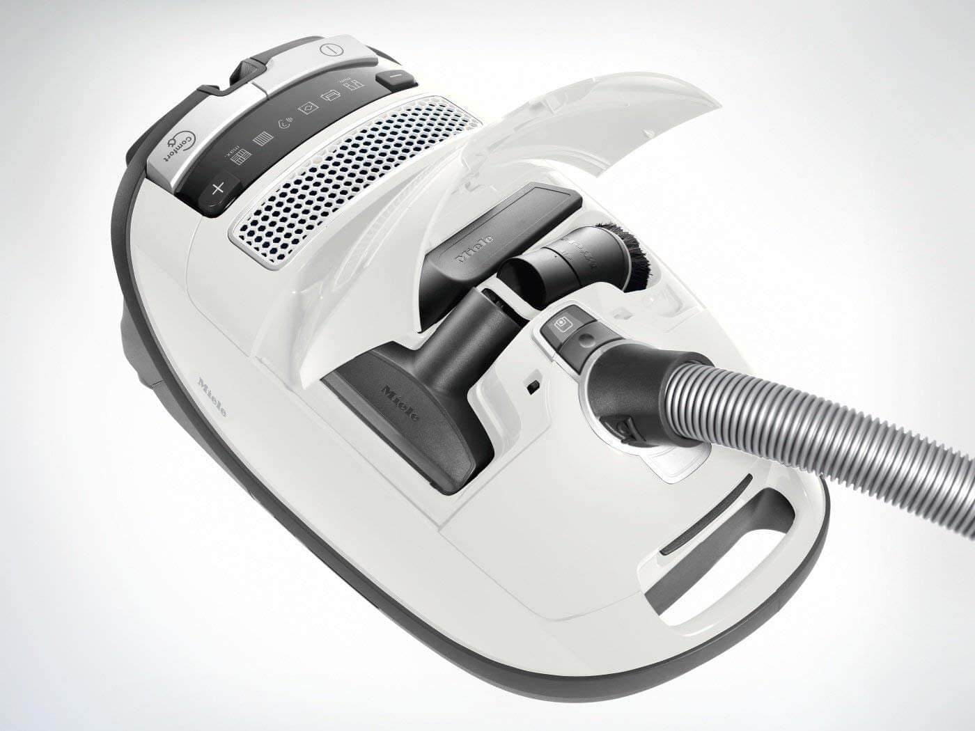 Miele S 8340 PowerLine Staubsauger mit Beutel, 890 W, Fußsteuerung, Parksystem und 12 m Radius ...
