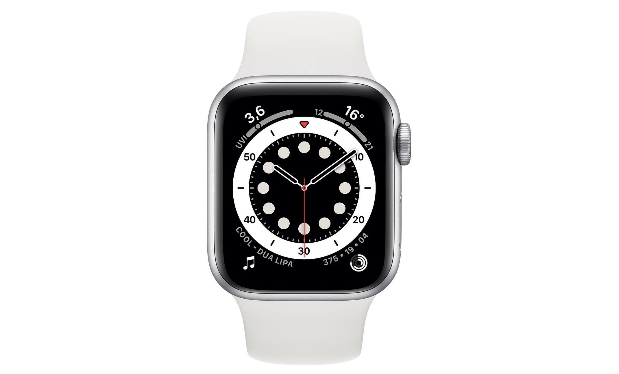 苹果 Apple Watch 第6代 GPS版 40mm 银色铝表盘 运动表带 带血氧监测 睡眠监测，到手375.06欧，原价429欧！