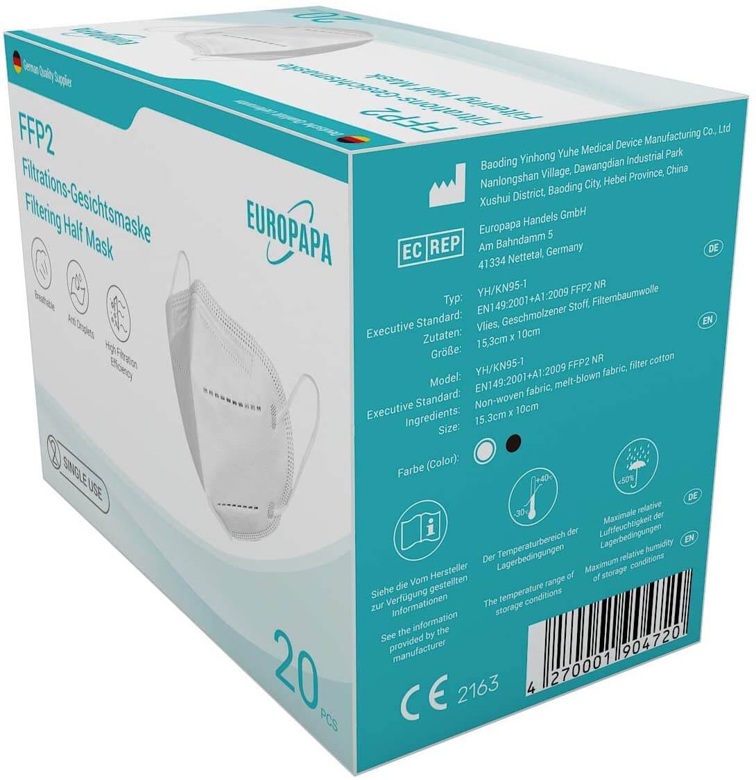 MEDICOV x10 Masques FFP2 de Protection Respiratoire - Certifié CE 2797 - EN149 - Masque Anti