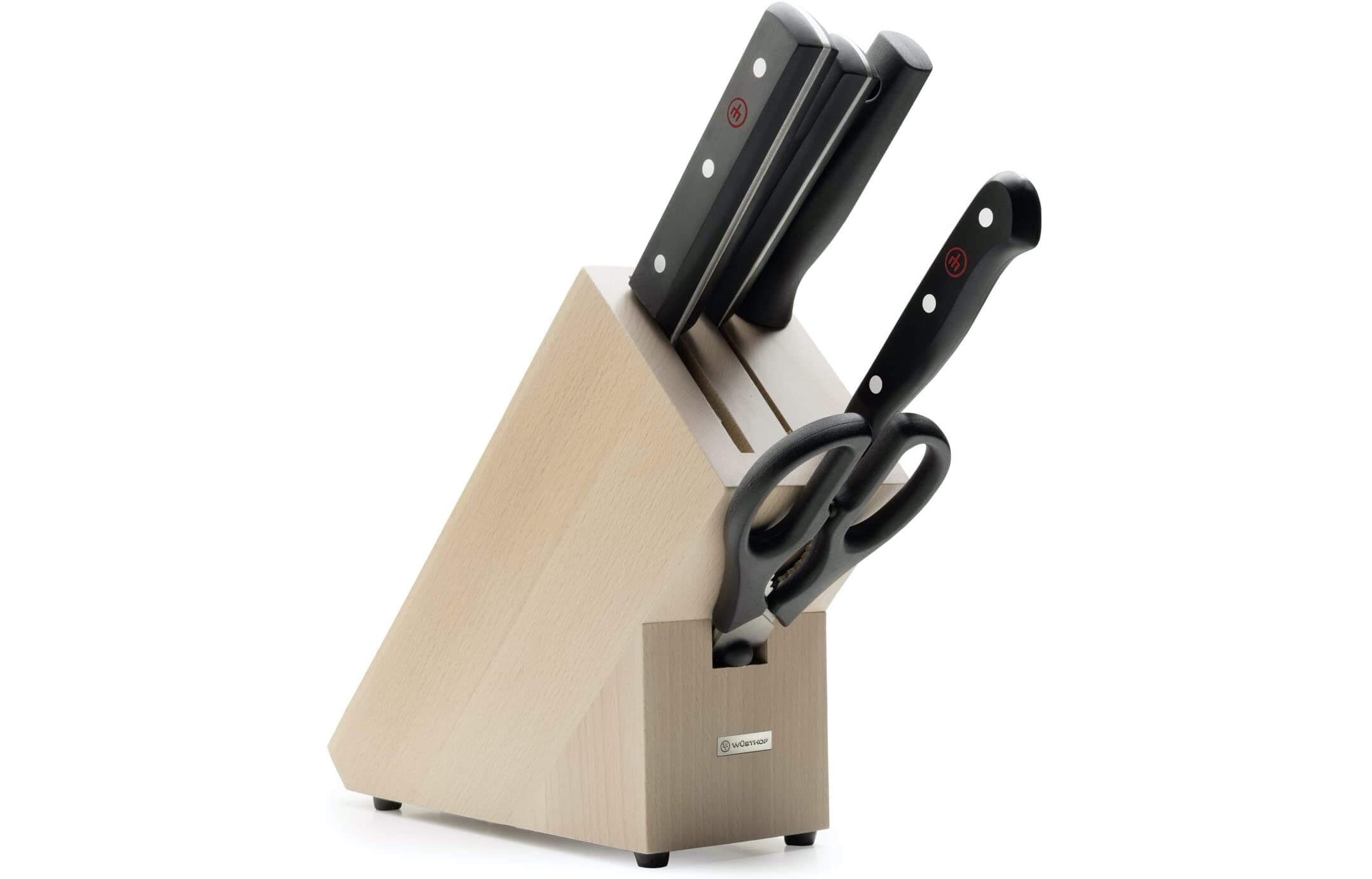 德国三叉Wüsthof Gourmet 刀具 5件套 带木质刀座 3把厨刀 磨刀石 厨房剪,到手88.02欧,原价199欧!全德免邮!