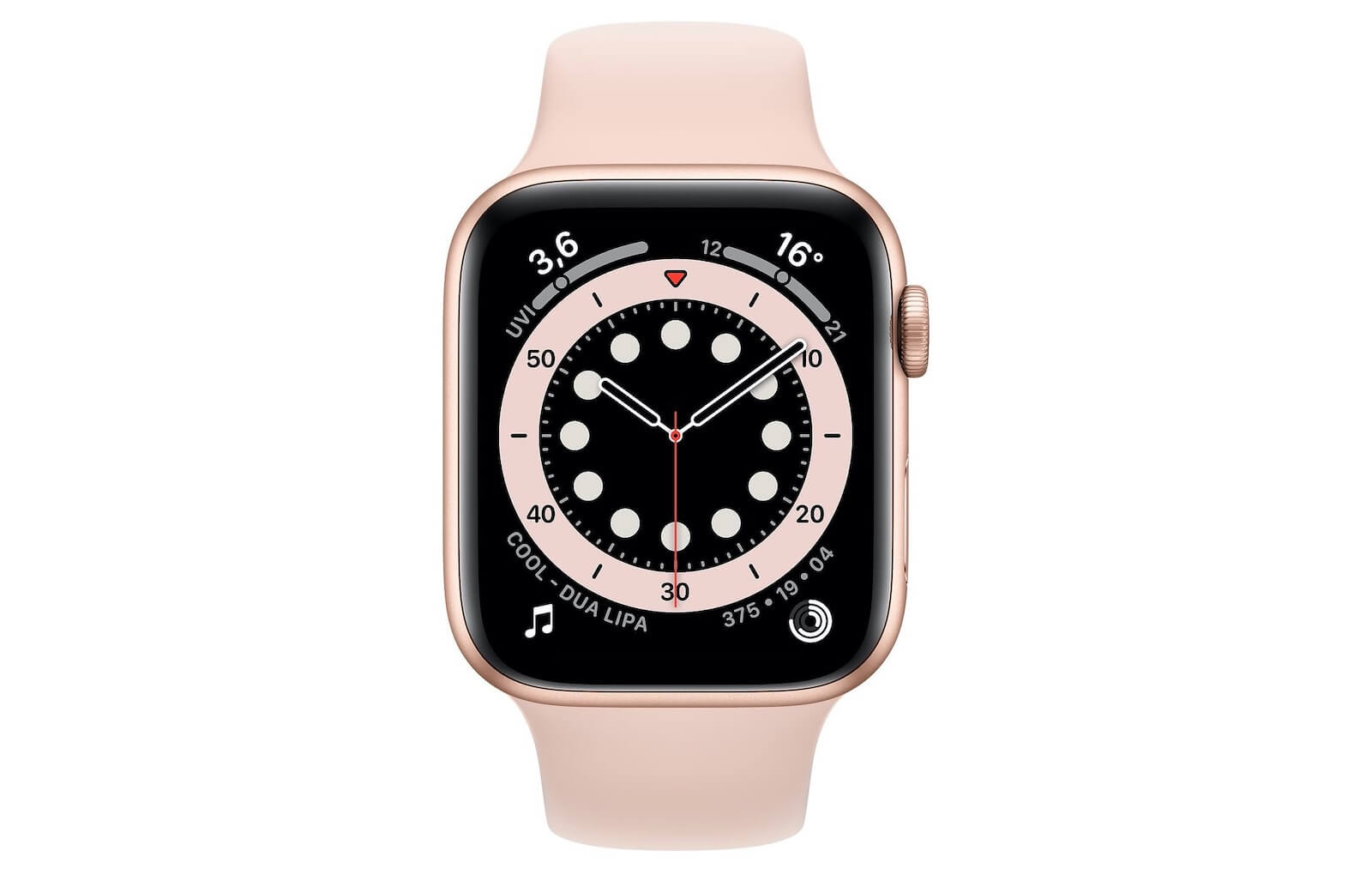 苹果 Apple Watch 第6代 GPS+Cellular版 44mm 金色铝表盘粉色运动表带 带血氧监测 睡眠监测，到手485.1欧，原价559欧！
