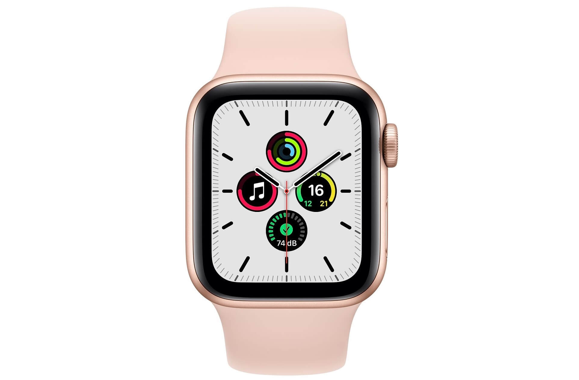 苹果Apple Watch SE 智能手表GPS版40mm 金色铝表盘粉色运动表带睡眠