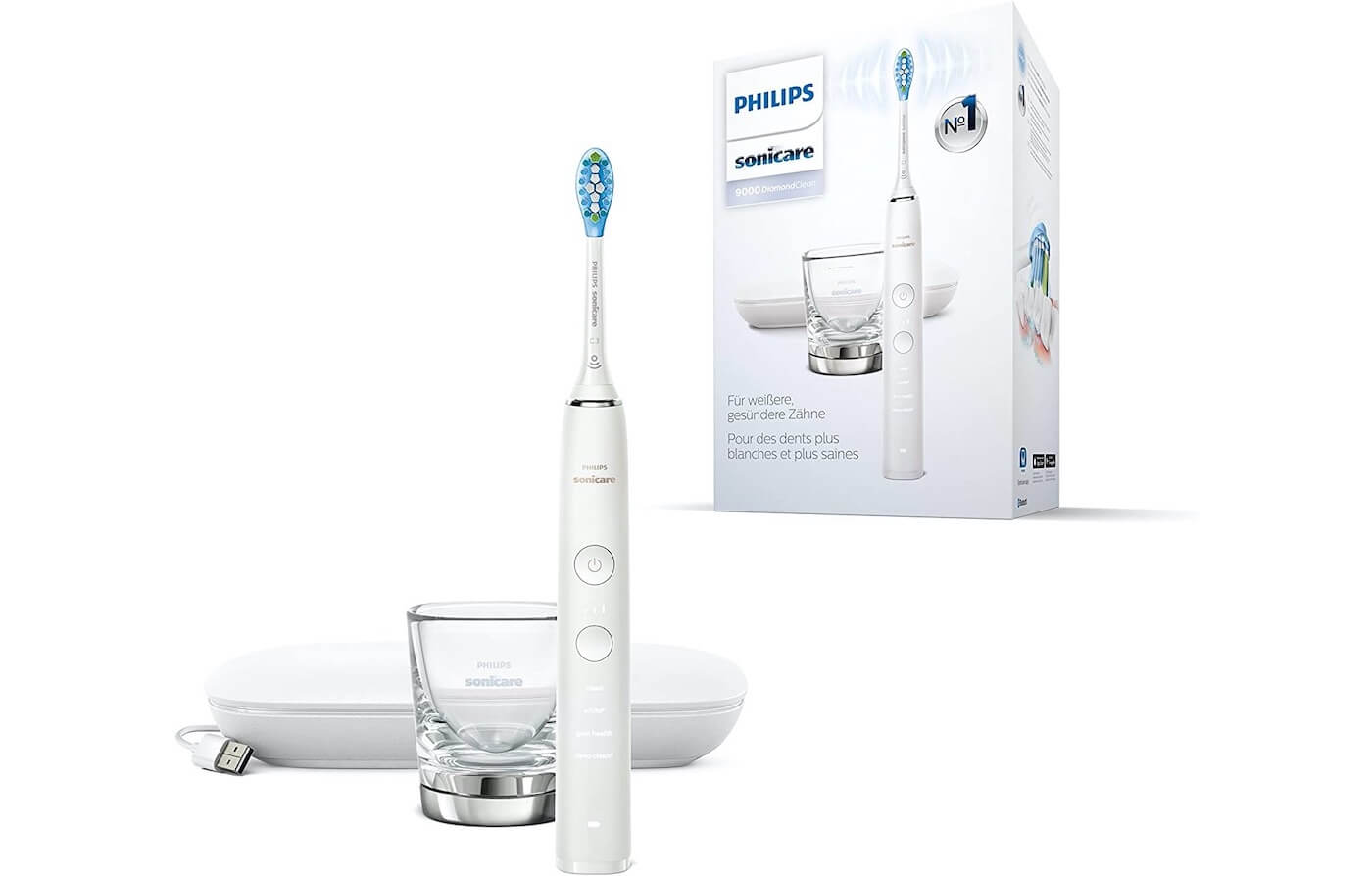 飞利浦 Philips Sonicare DiamondClean HX9911/27 智能声波电动牙刷 白色 带定时器 充电杯 收纳盒,到手77.18欧,原价209.59欧!