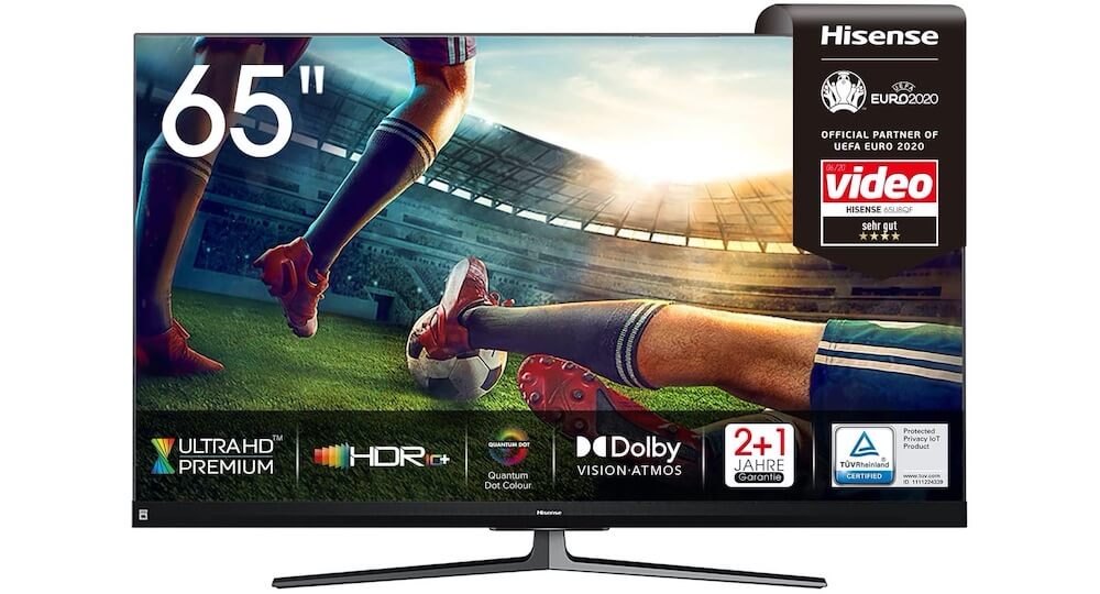 海信Hisense 65U8QF 65寸QLED 光量子液晶电视 4K超高清 杜比全景声 120Hz刷新率，到手999欧，原价1,599欧！