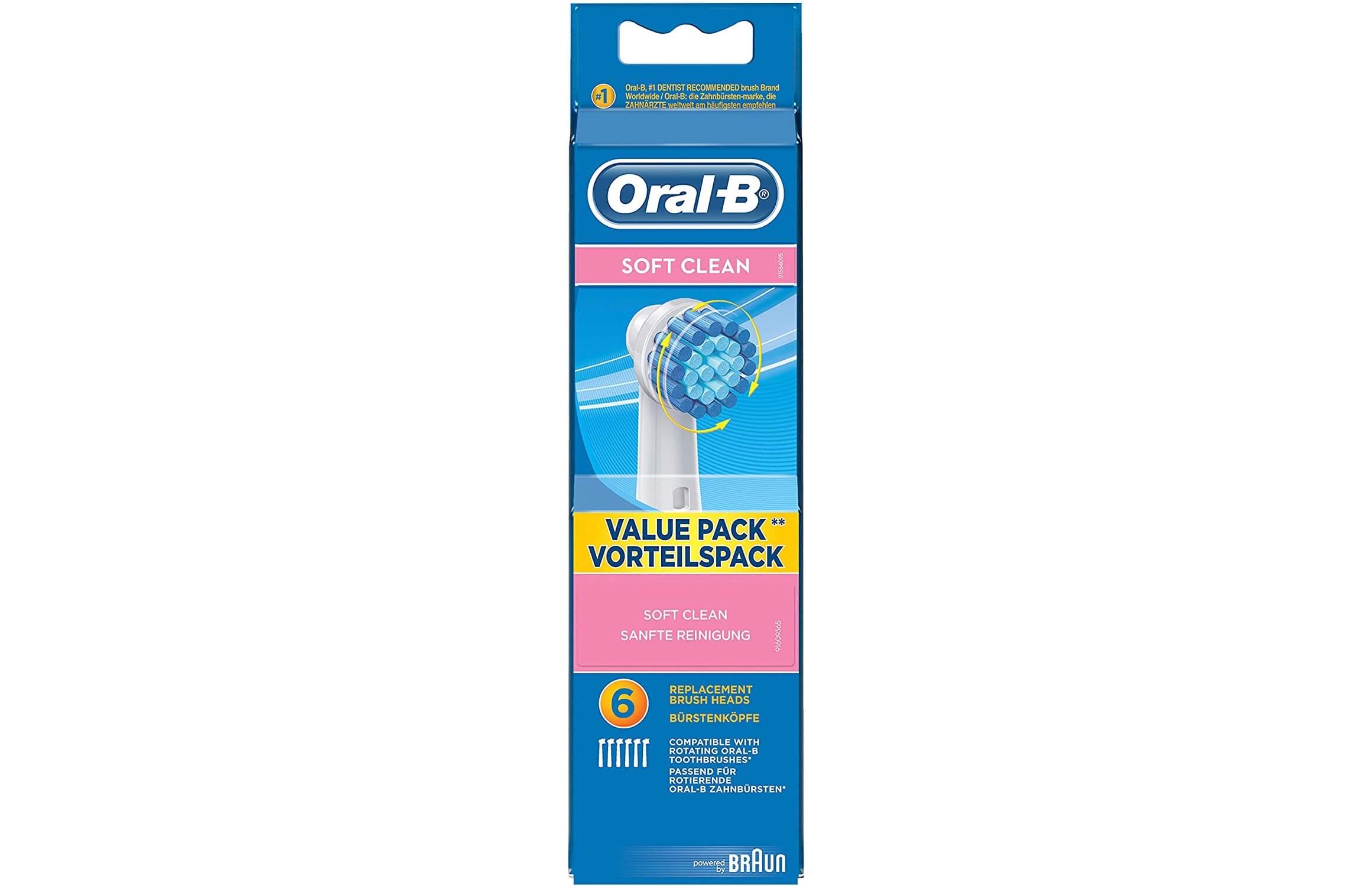 欧乐B Oral-B Soft Clean 电动牙刷替换刷头 6只装，到手12.94欧，原价30.99欧！