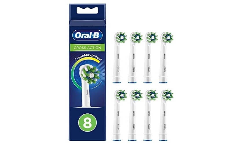 欧乐B Oral-B CrossAction CleanMaximiser 电动牙刷替换刷头 白色 8支装，到手22.95欧，原价27.99欧！