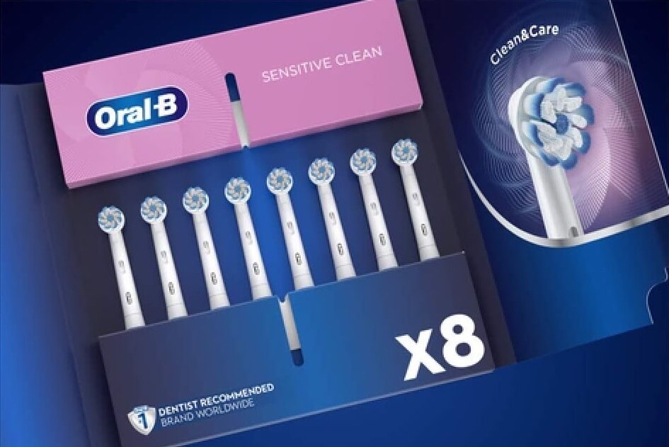 欧乐-B Oral-B Sensitive Clean 敏感型电动牙刷头 温和清洁牙龈 8只装，到手17.8欧，原价27.99欧！