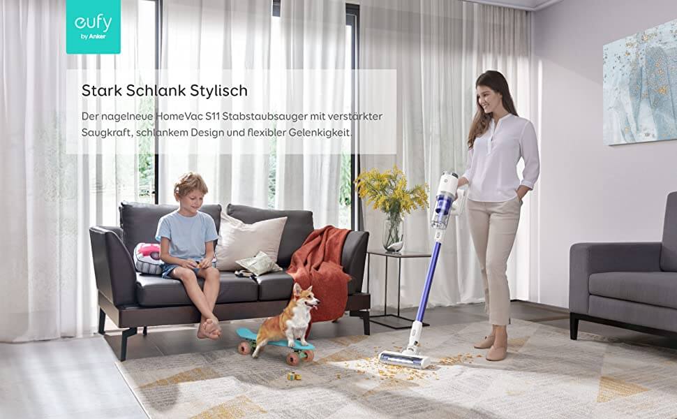 eufy HomeVac S11 Go 无绳吸尘器 120AW吸力 可拆卸电池 40分钟续航,到手134.99欧,原价239.99欧!