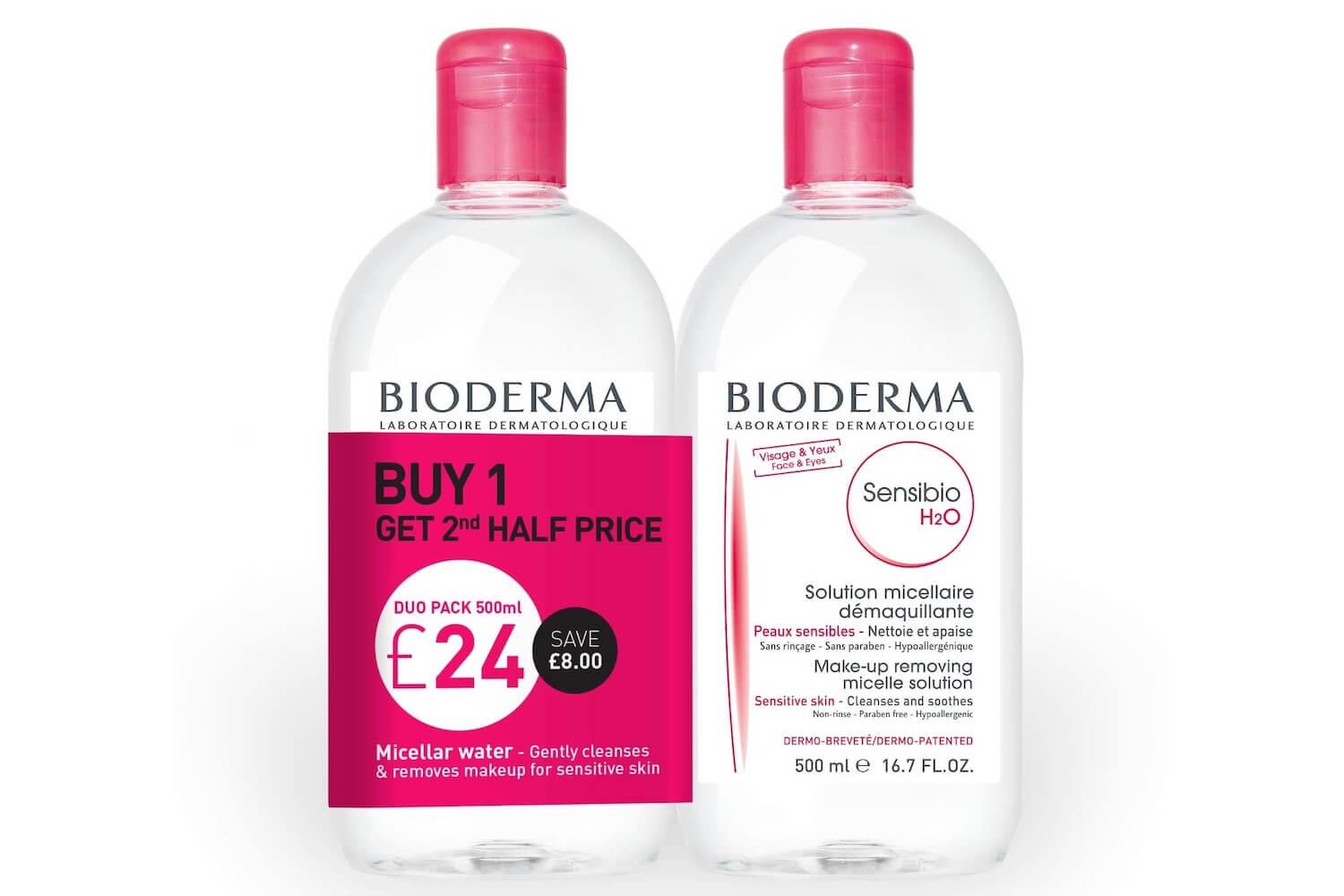 Bioderma Sensibio 卸妆水 2x500ml 全世界每6秒卖掉一瓶的王牌卸妆水!到手20.58欧,原价27.45欧!!