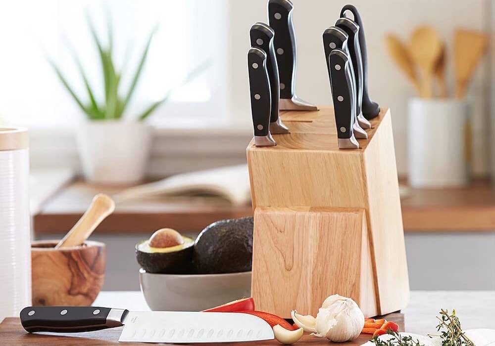 Amazon Basics 不锈钢刀具9件套 带刀架,到手30.3欧,原价39.99欧!!