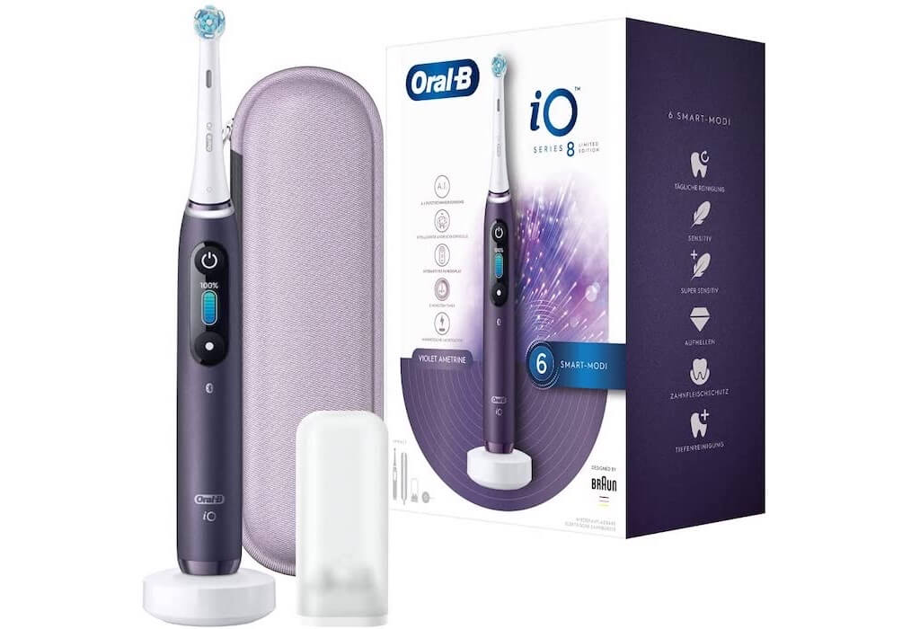 Oral-B iO 8 智能电动牙刷 紫色限量版 6种智能清洁程序 带旅行收纳盒,到手159.99欧,原价329.99欧!