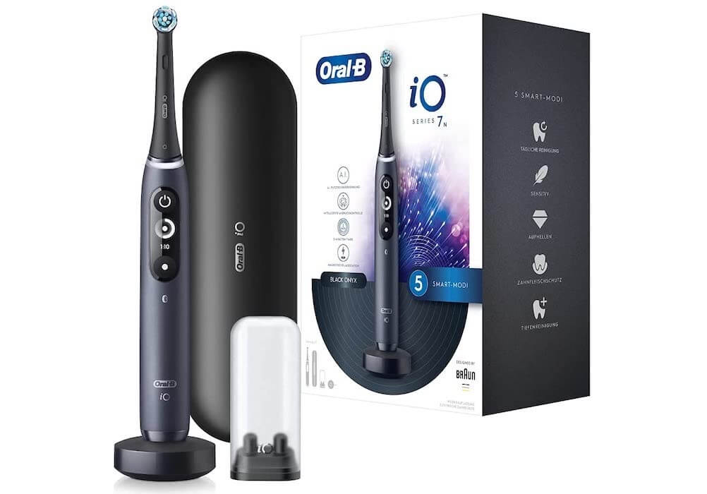 Oral-B iO 7 智能电动牙刷 黑色 5种智能清洁程序 带旅行收纳盒,到手142.99欧,原价299.99欧!