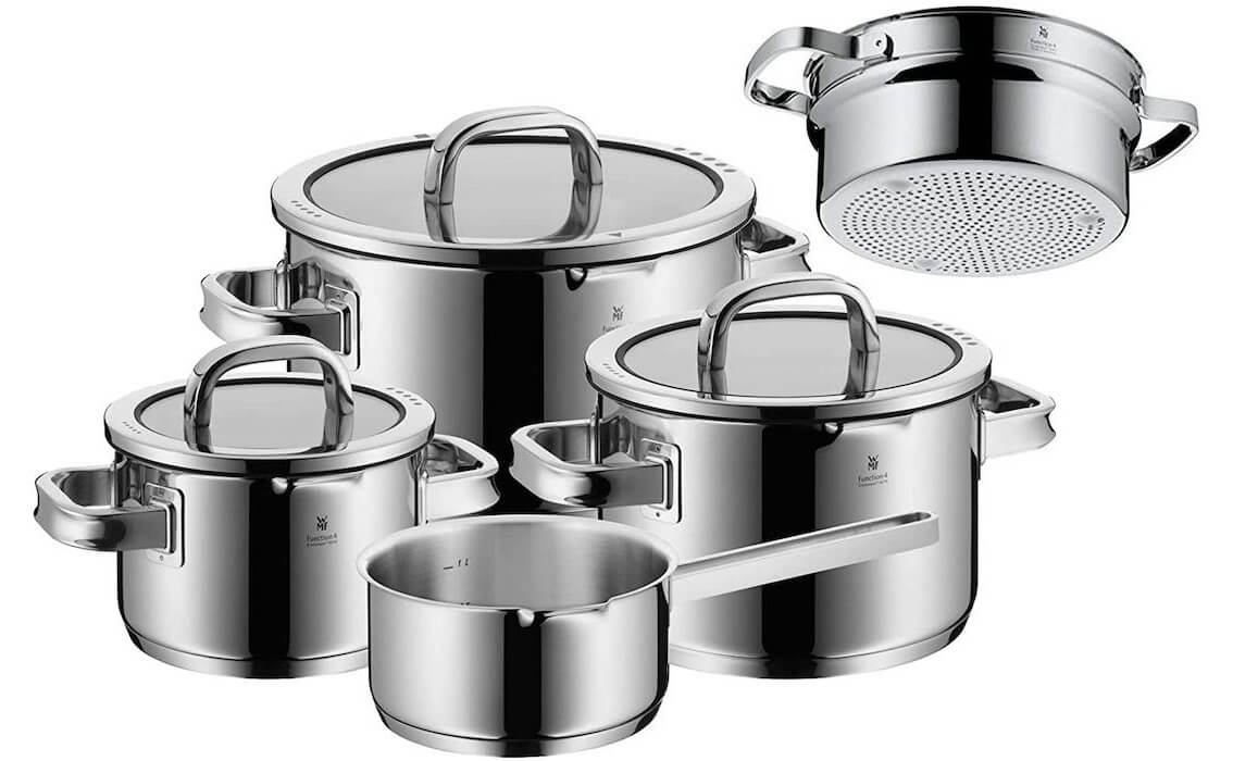 福腾宝 WMF Function 4 锅具套装 黑色 8件套 带玻璃盖,到手279.99欧,原价479欧!